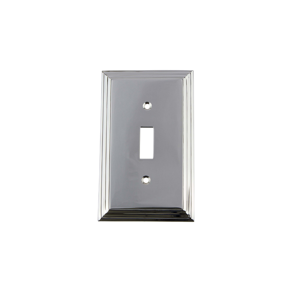 Nostalgic Warehouse DECSWPLTT1 Deco Switch Plate with Single Toggle in Bright Chrome
