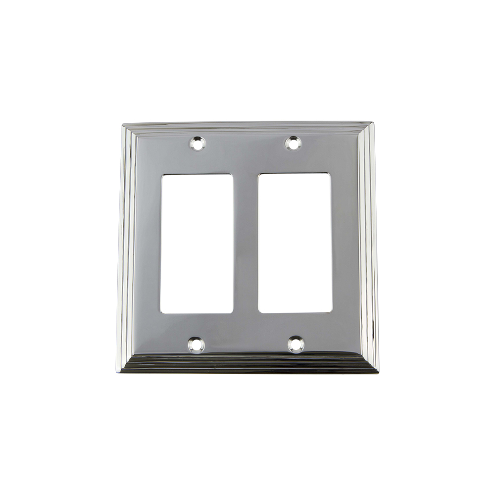 Nostalgic Warehouse DECSWPLTR2 Deco Switch Plate with Double Rocker in Bright Chrome