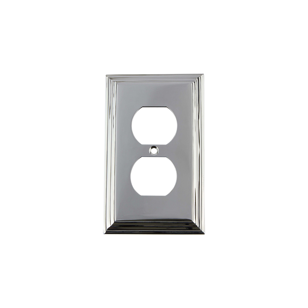 Nostalgic Warehouse DECSWPLTD Deco Switch Plate with Outlet in Bright Chrome