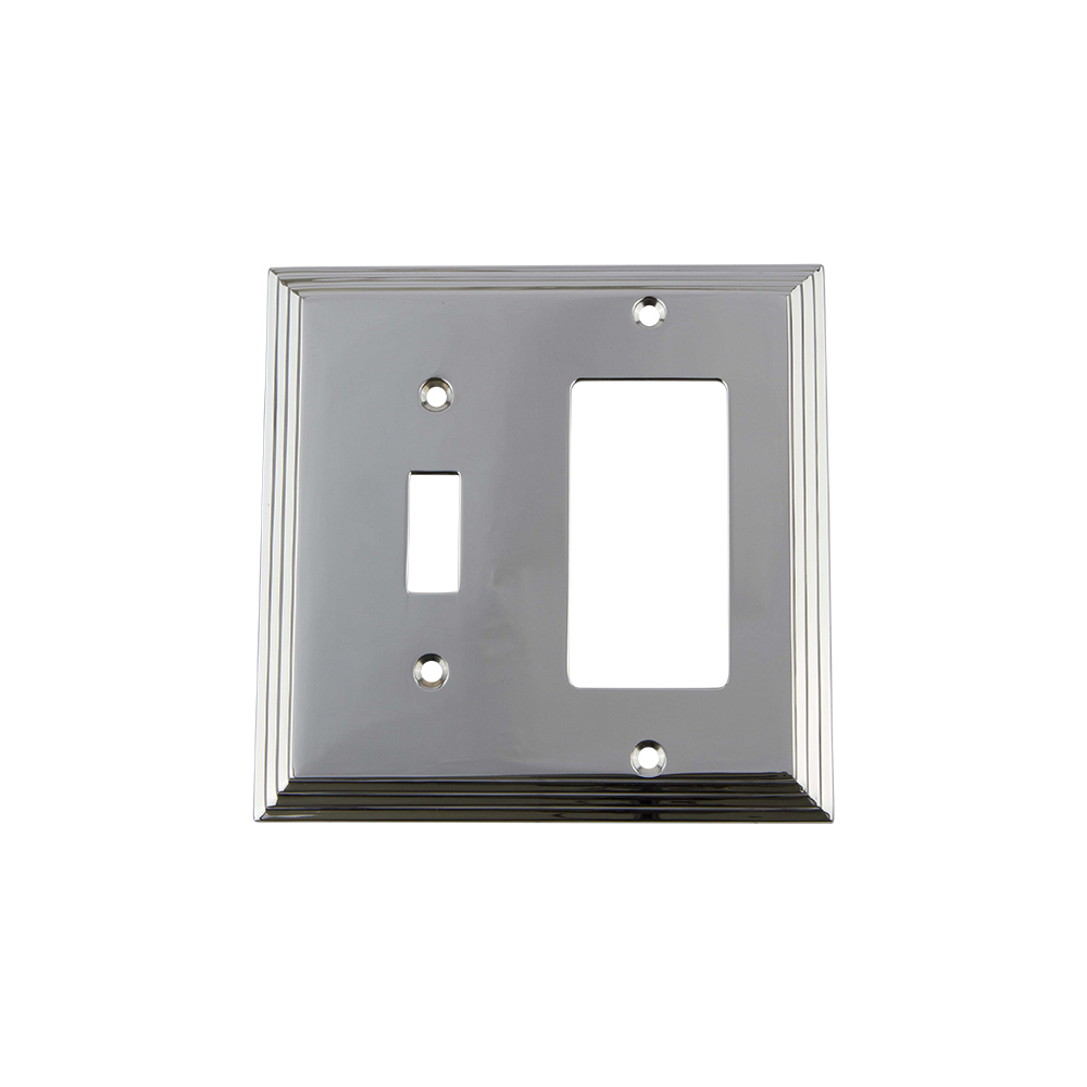 Nostalgic Warehouse DECSWPLTTR Deco Switch Plate with Toggle and Rocker in Bright Chrome