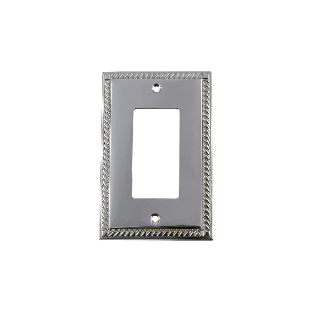 Nostalgic Warehouse ROPSWPLTR1 Rope Switch Plate with Single Rocker in Bright Chrome