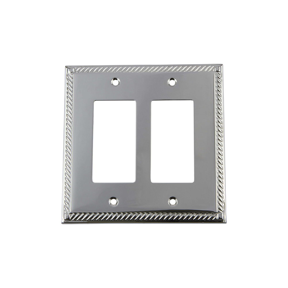 Nostalgic Warehouse ROPSWPLTR2 Rope Switch Plate with Double Rocker in Bright Chrome