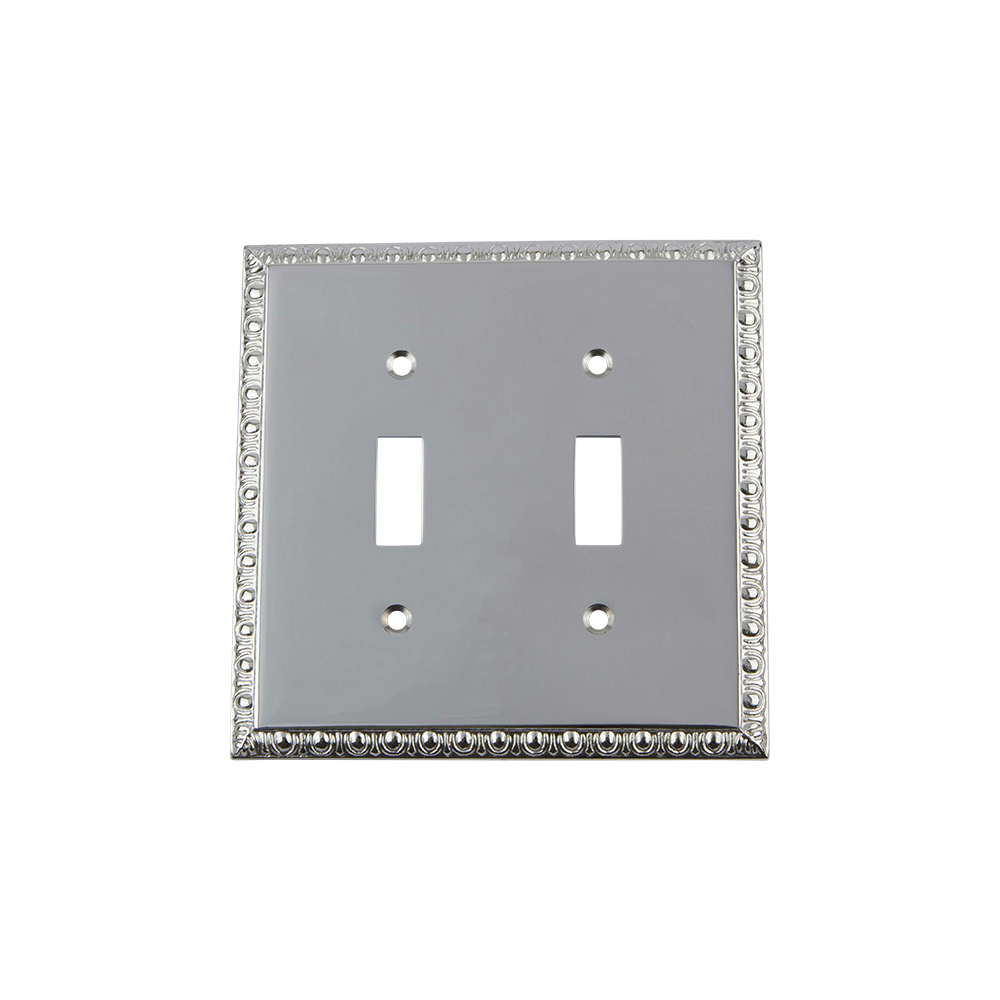 Nostalgic Warehouse EADSWPLTT2 Egg & Dart Switch Plate with Double Toggle in Bright Chrome