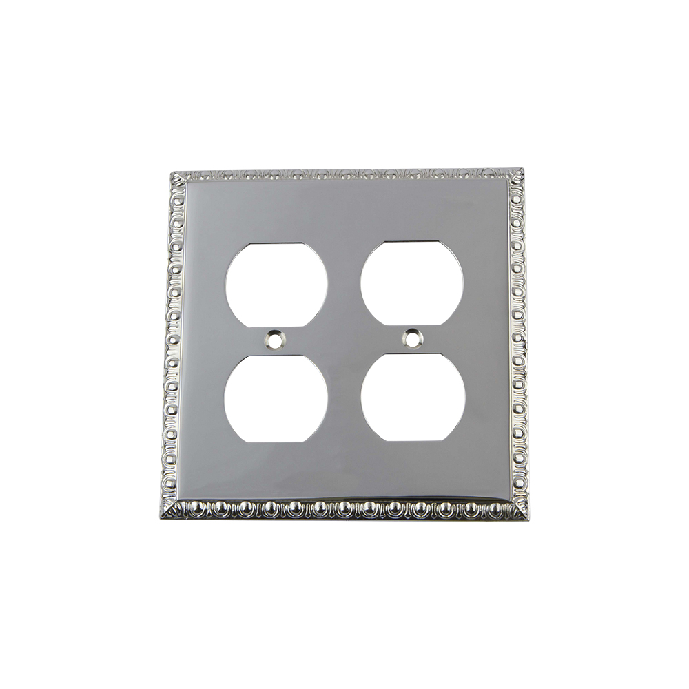 Nostalgic Warehouse EADSWPLTD2 Egg & Dart Switch Plate with Double Outlet in Bright Chrome
