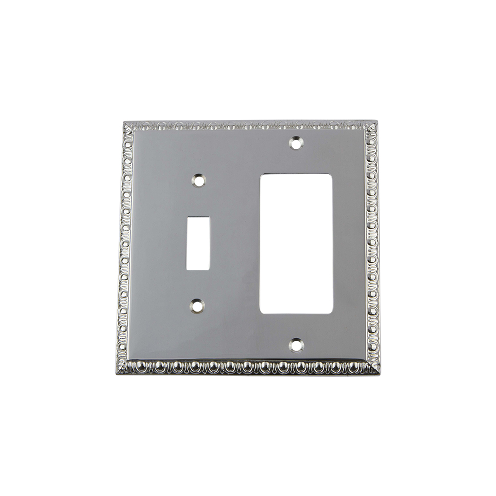 Nostalgic Warehouse EADSWPLTTR Egg & Dart Switch Plate with Toggle and Rocker in Bright Chrome