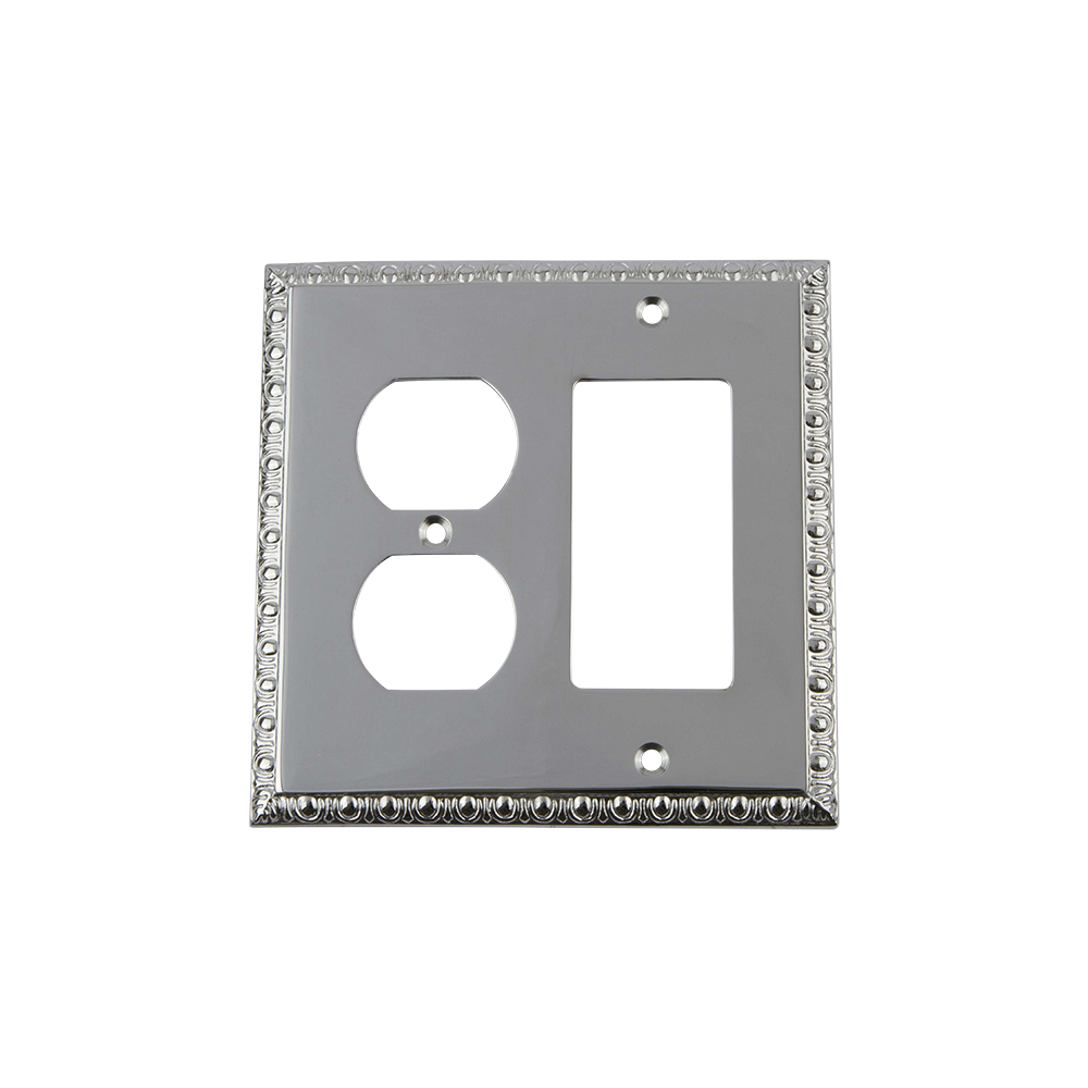 Nostalgic Warehouse EADSWPLTRD Egg & Dart Switch Plate with Rocker and Outlet in Bright Chrome