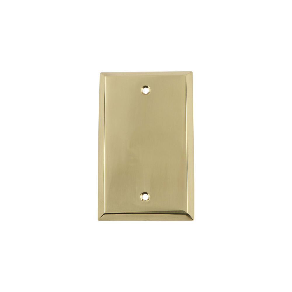 Nostalgic Warehouse NYKSWPLTB New York Switch Plate with Blank Cover in Polished Brass