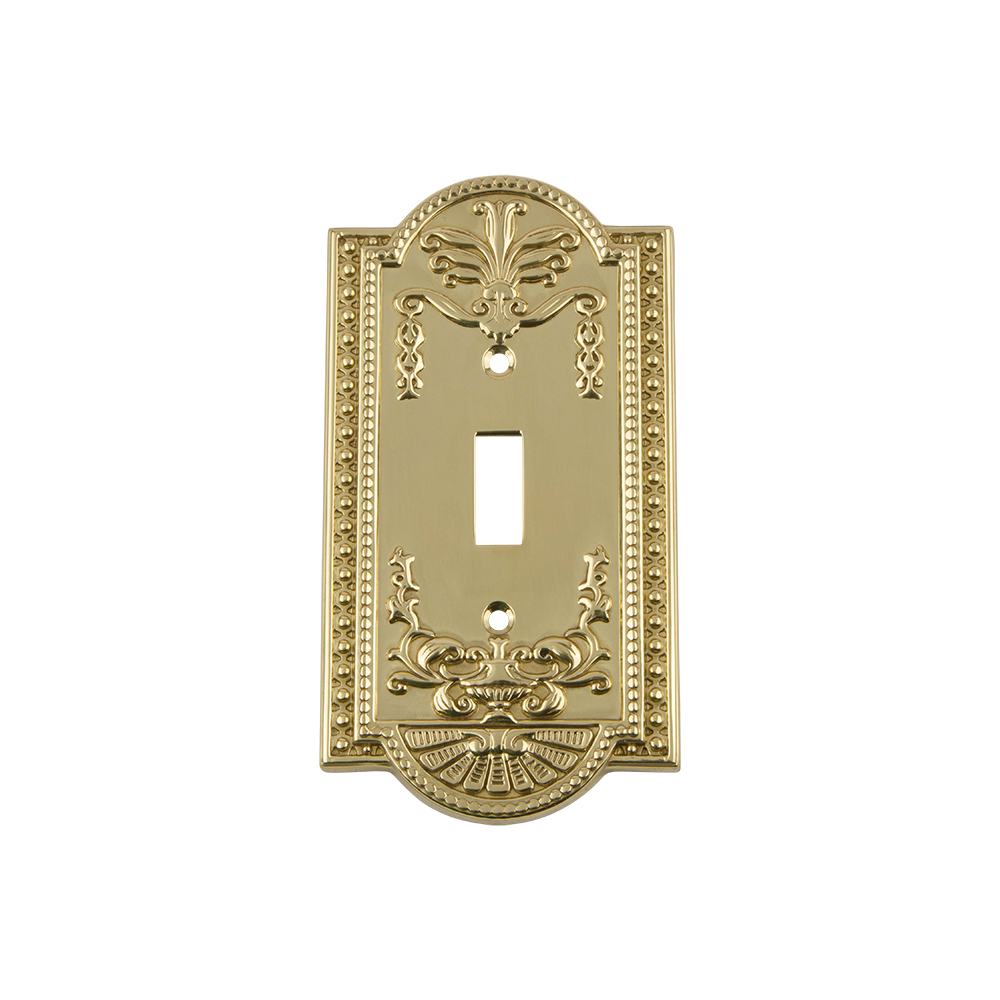 Nostalgic Warehouse MEASWPLTT1 Meadows Switch Plate with Single Toggle in Polished Brass