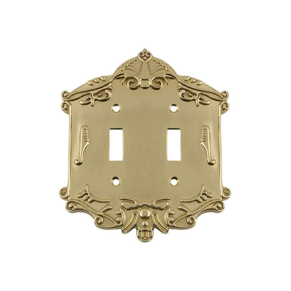 Nostalgic Warehouse VICSWPLTT2 Victorian Switch Plate with Double Toggle in Polished Brass