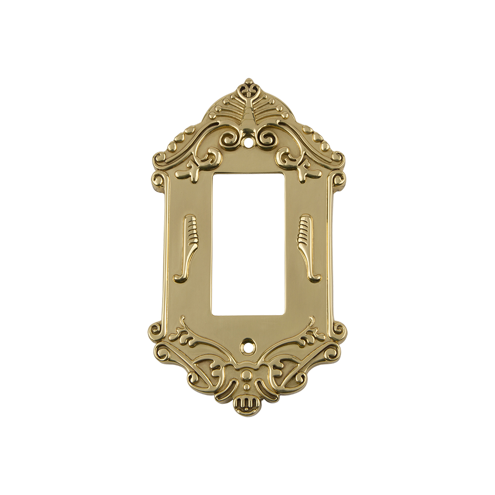 Nostalgic Warehouse VICSWPLTR1 Victorian Switch Plate with Single Rocker in Polished Brass