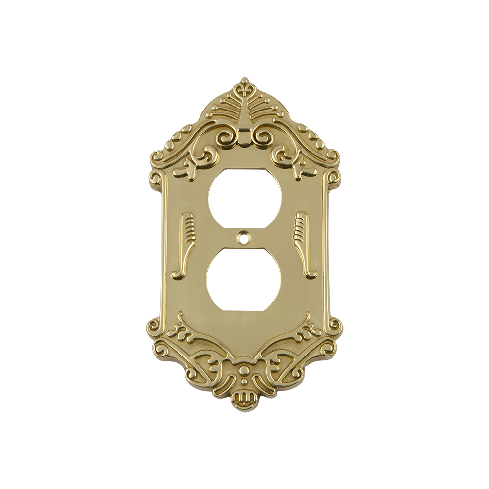 Nostalgic Warehouse VICSWPLTD Victorian Switch Plate with Outlet in Polished Brass
