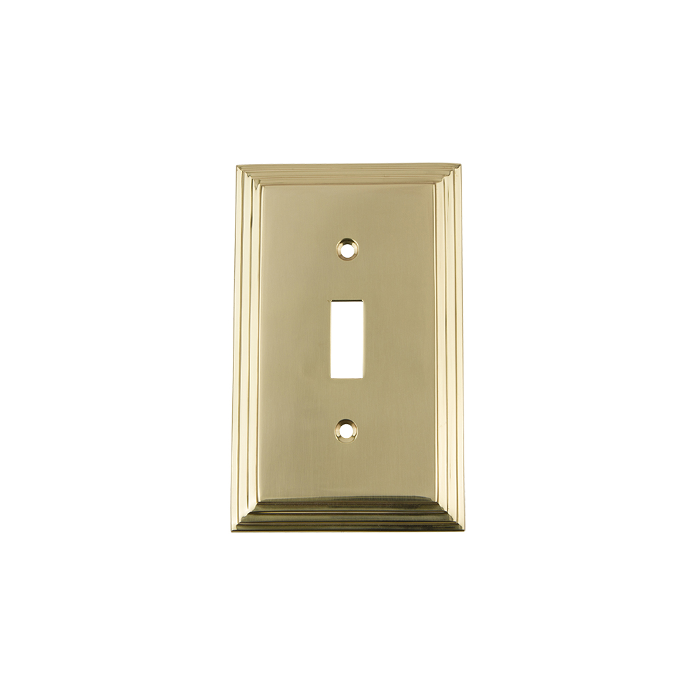 Nostalgic Warehouse DECSWPLTT1 Deco Switch Plate with Single Toggle in Polished Brass