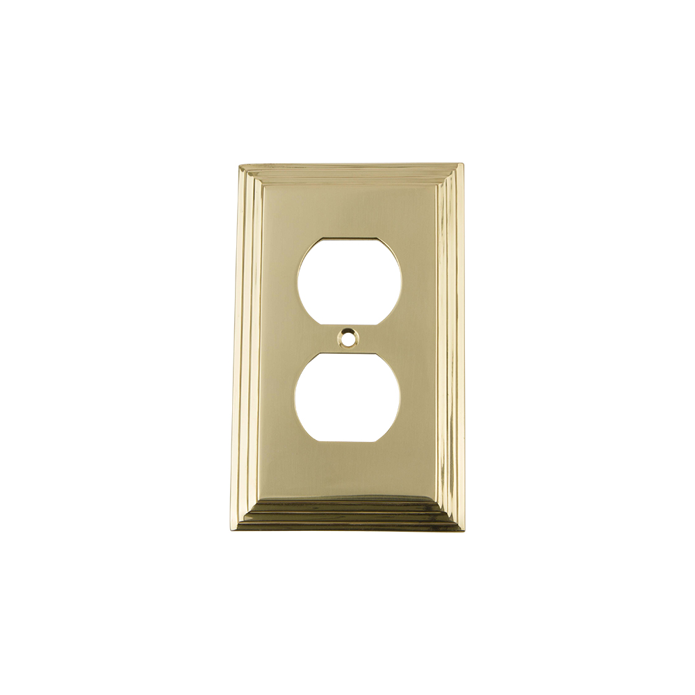 Nostalgic Warehouse DECSWPLTD Deco Switch Plate with Outlet in Polished Brass