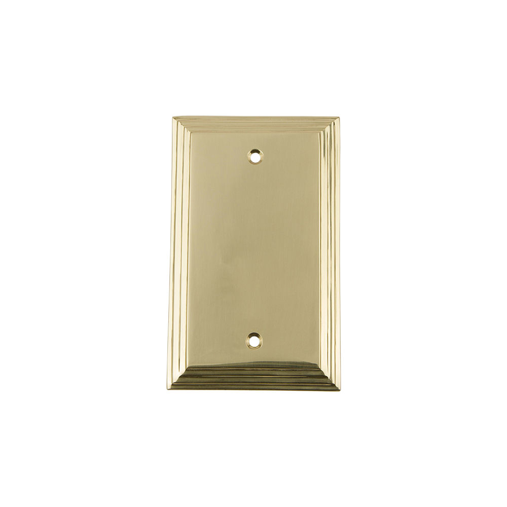 Nostalgic Warehouse DECSWPLTB Deco Switch Plate with Blank Cover in Polished Brass