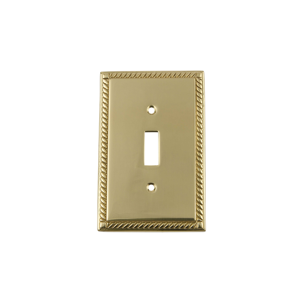 Nostalgic Warehouse ROPSWPLTT1 Rope Switch Plate with Single Toggle in Polished Brass