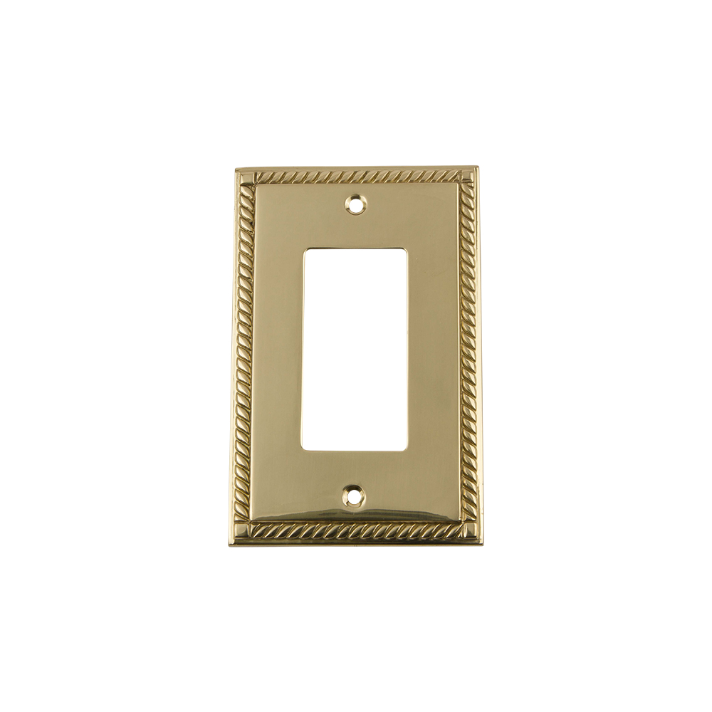 Nostalgic Warehouse ROPSWPLTR1 Rope Switch Plate with Single Rocker in Polished Brass