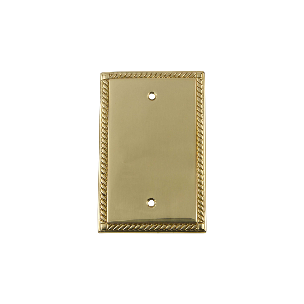 Nostalgic Warehouse ROPSWPLTB Rope Switch Plate with Blank Cover in Polished Brass