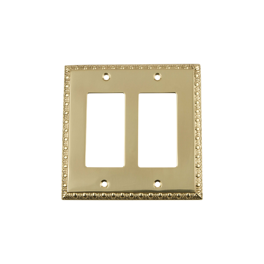 Nostalgic Warehouse EADSWPLTR2 Egg & Dart Switch Plate with Double Rocker in Polished Brass