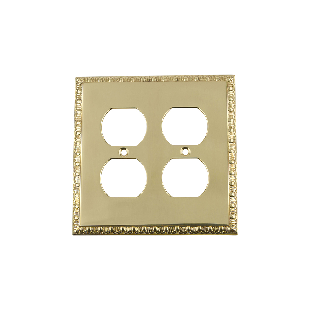 Nostalgic Warehouse EADSWPLTD2 Egg & Dart Switch Plate with Double Outlet in Polished Brass