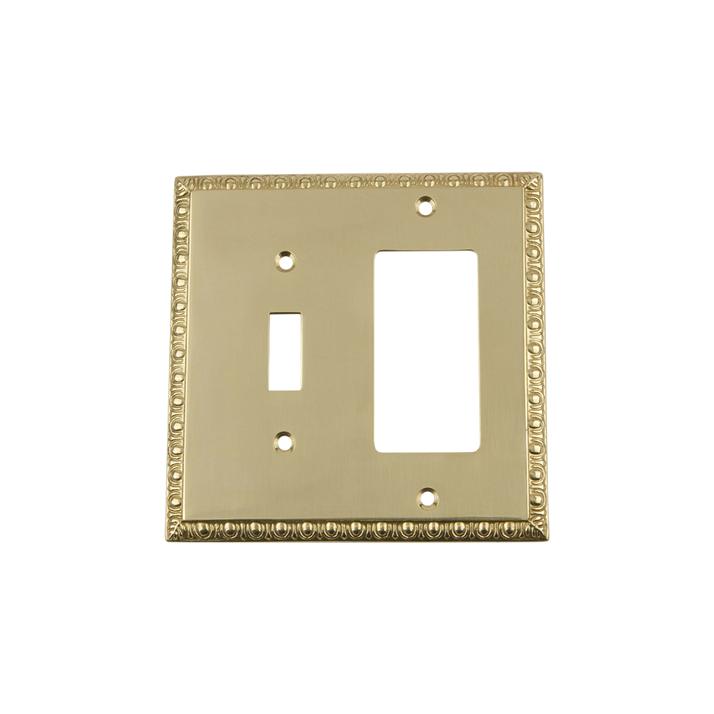 Nostalgic Warehouse EADSWPLTTR Egg & Dart Switch Plate with Toggle and Rocker in Polished Brass
