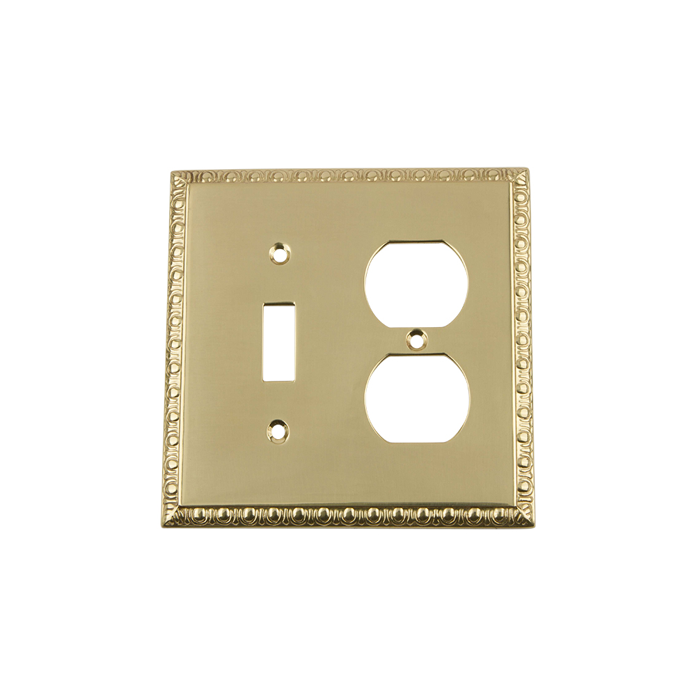 Nostalgic Warehouse EADSWPLTTD Egg & Dart Switch Plate with Toggle and Outlet in Polished Brass
