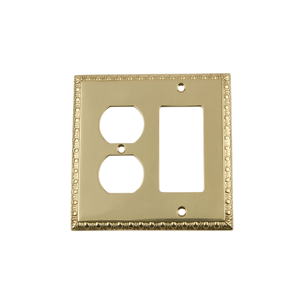 Nostalgic Warehouse EADSWPLTRD Egg & Dart Switch Plate with Rocker and Outlet in Polished Brass