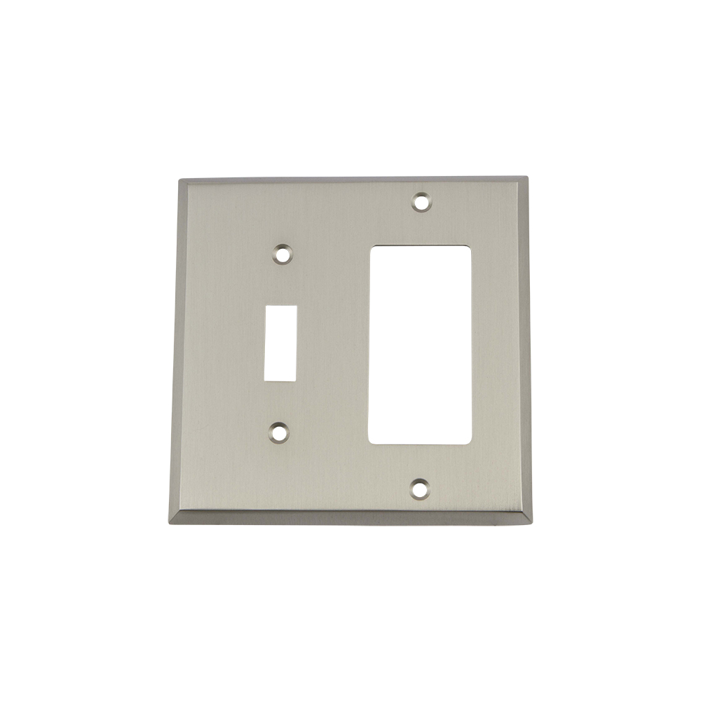Nostalgic Warehouse NYKSWPLTTR New York Switch Plate with Toggle and Rocker in Satin Nickel