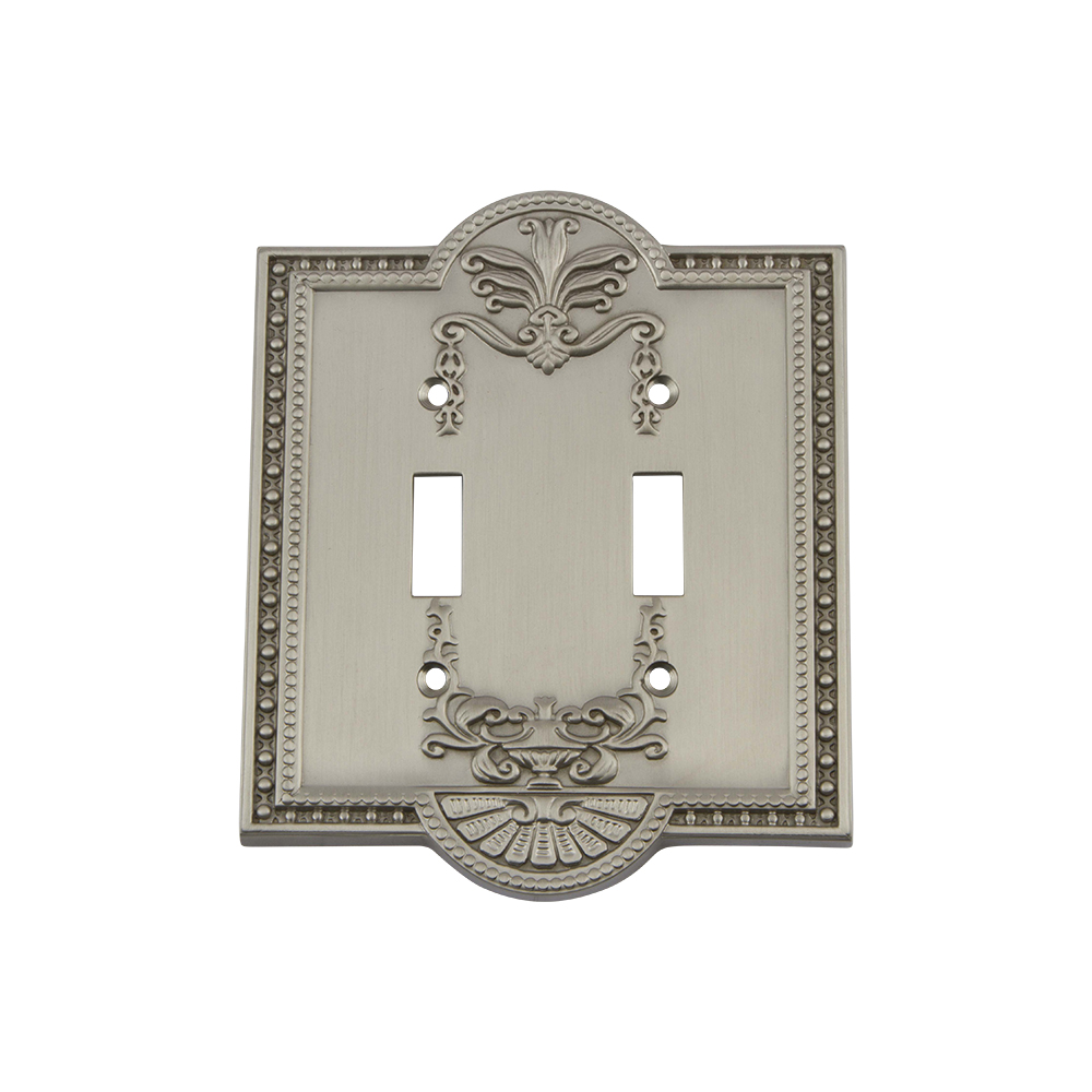 Nostalgic Warehouse MEASWPLTT2 Meadows Switch Plate with Double Toggle in Satin Nickel