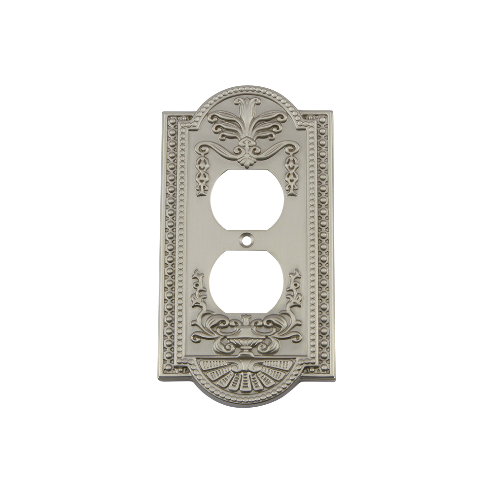 Nostalgic Warehouse MEASWPLTD Meadows Switch Plate with Outlet in Satin Nickel