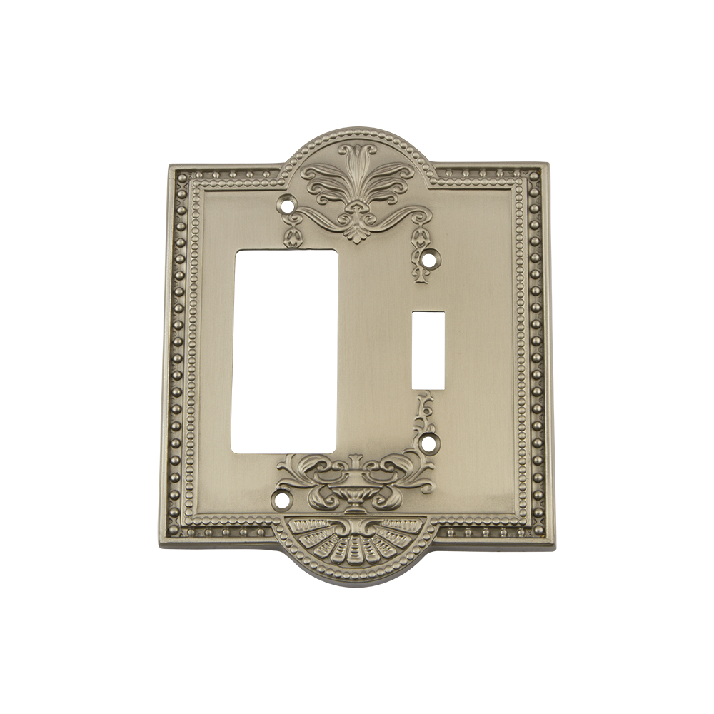 Nostalgic Warehouse MEASWPLTTR Meadows Switch Plate with Toggle and Rocker in Satin Nickel