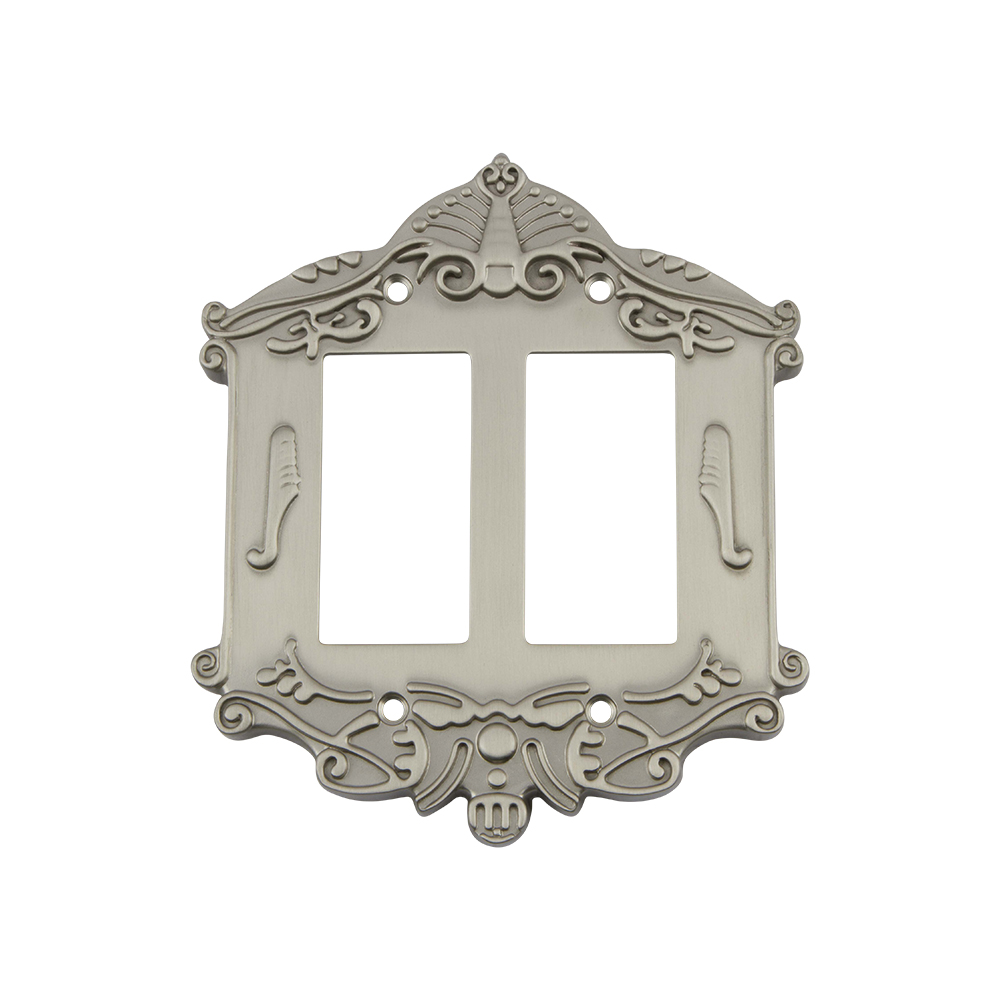 Nostalgic Warehouse VICSWPLTR2 Victorian Switch Plate with Double Rocker in Satin Nickel
