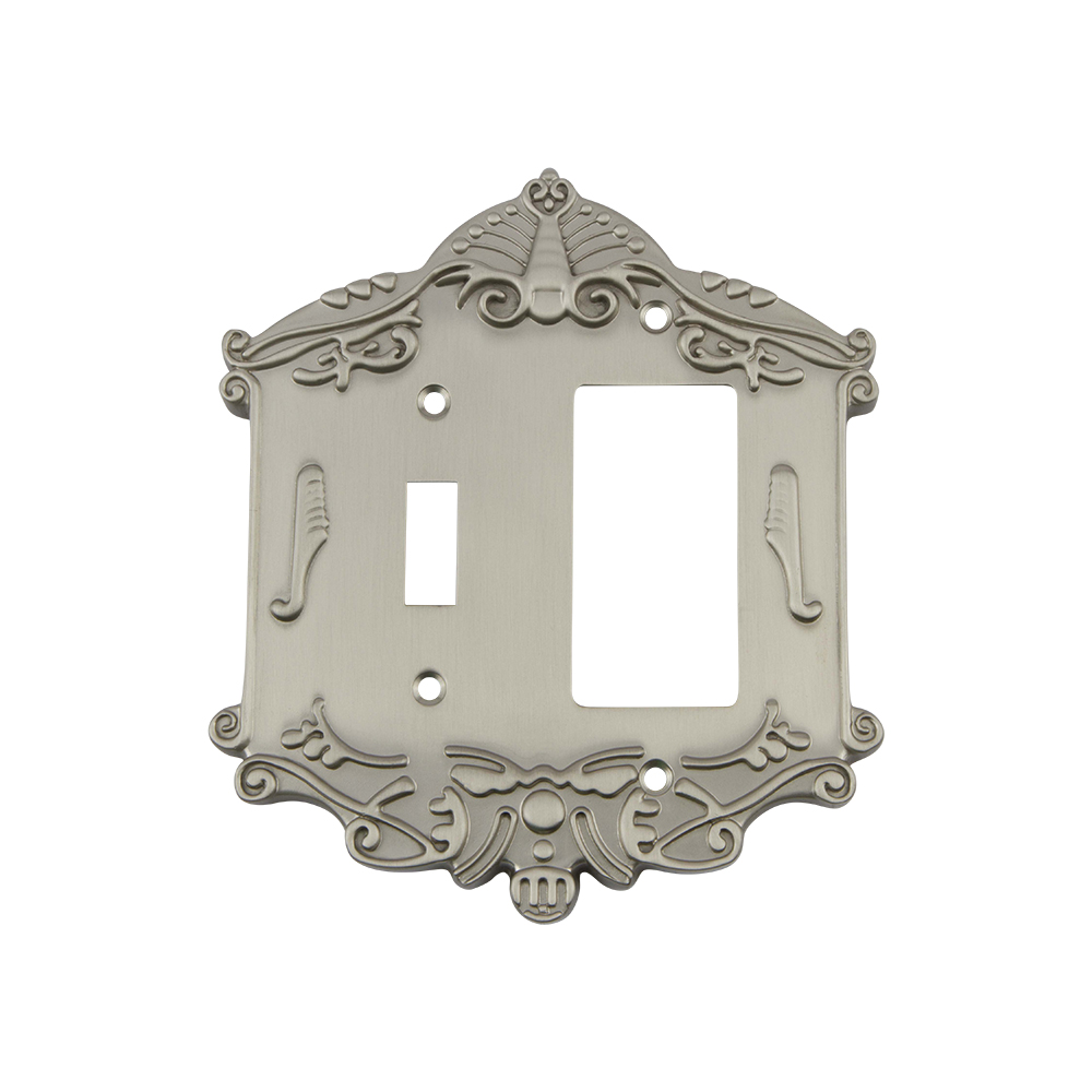 Nostalgic Warehouse VICSWPLTTR Victorian Switch Plate with Toggle and Rocker in Satin Nickel