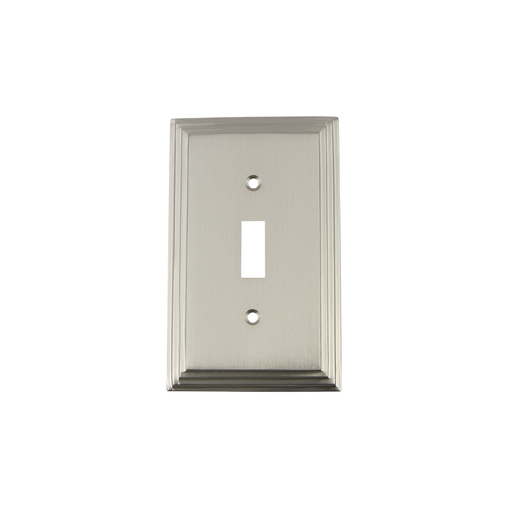 Nostalgic Warehouse DECSWPLTT1 Deco Switch Plate with Single Toggle in Satin Nickel