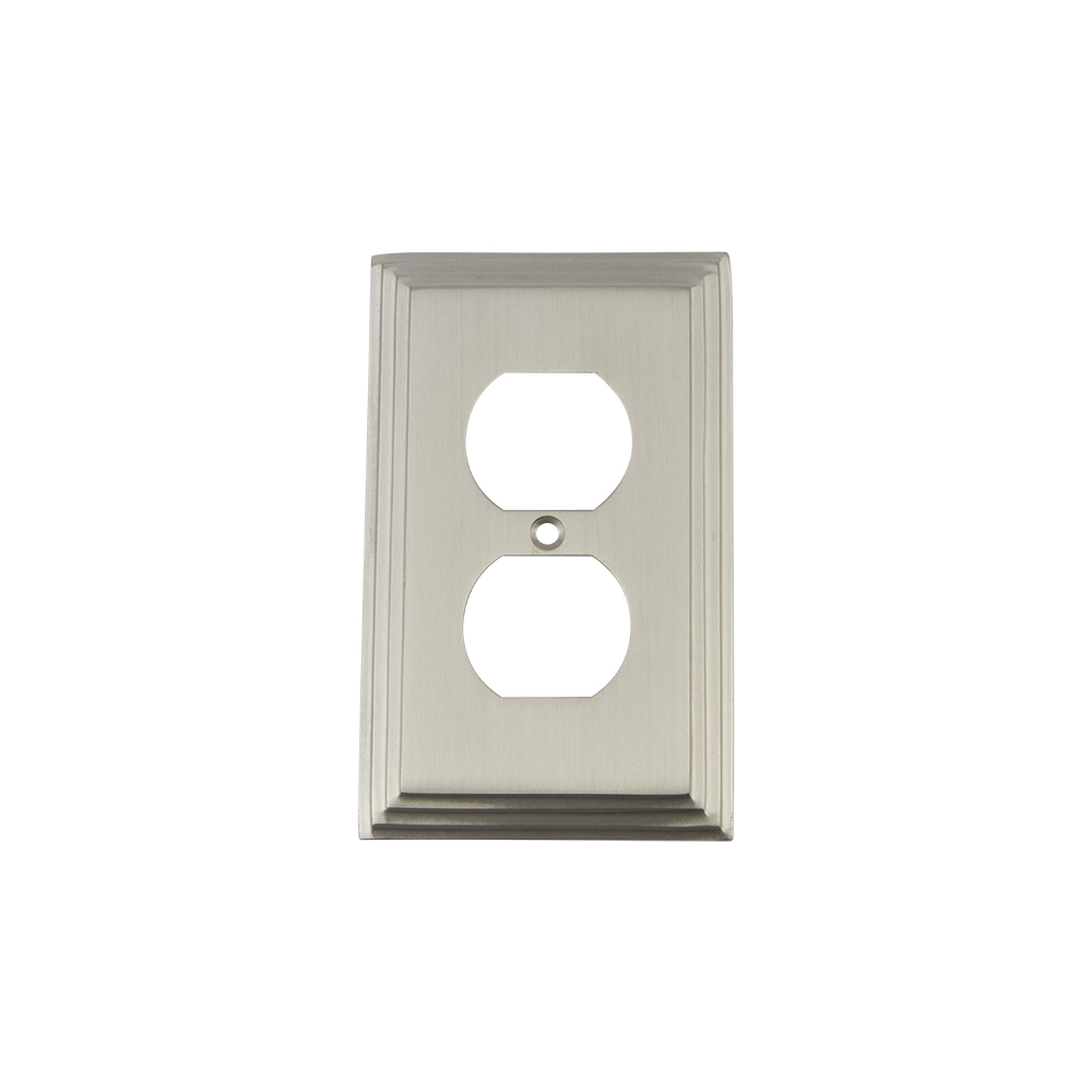 Nostalgic Warehouse DECSWPLTD Deco Switch Plate with Outlet in Satin Nickel