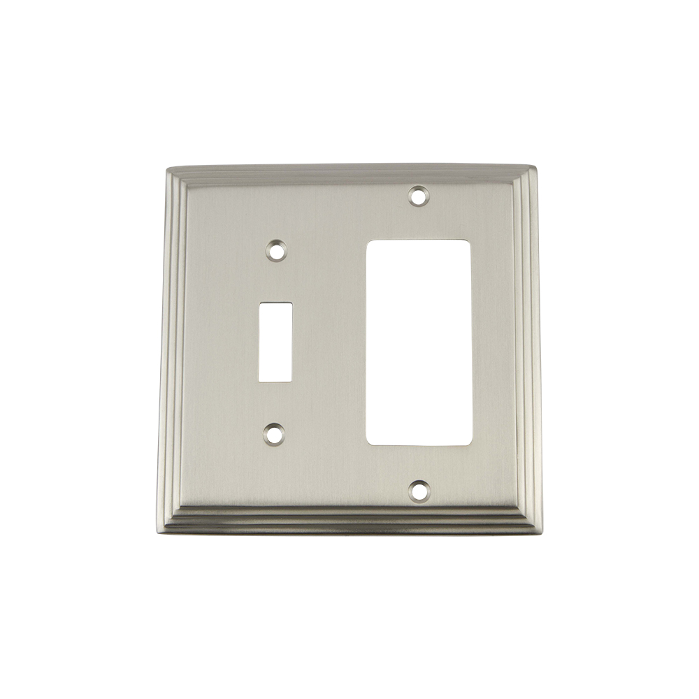 Nostalgic Warehouse DECSWPLTTR Deco Switch Plate with Toggle and Rocker in Satin Nickel