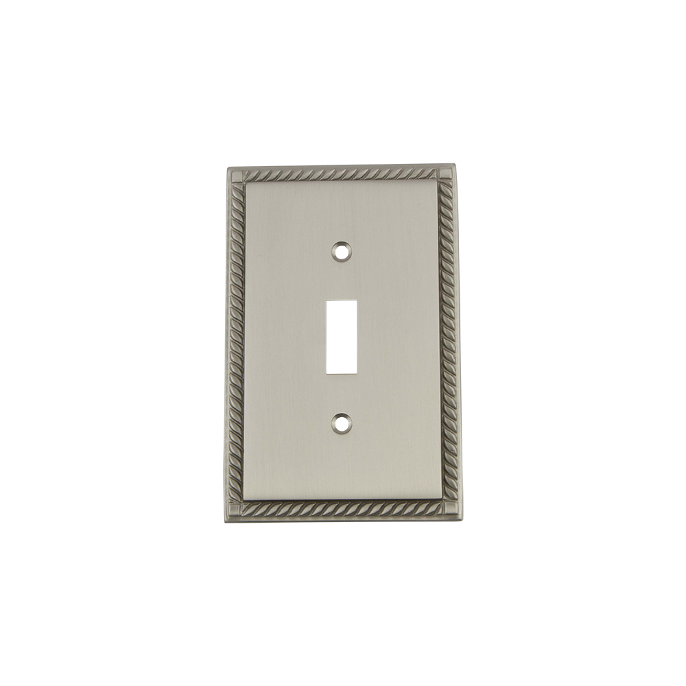 Nostalgic Warehouse ROPSWPLTT1 Rope Switch Plate with Single Toggle in Satin Nickel