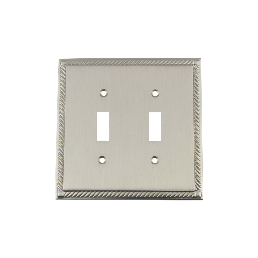 Nostalgic Warehouse ROPSWPLTT2 Rope Switch Plate with Double Toggle in Satin Nickel