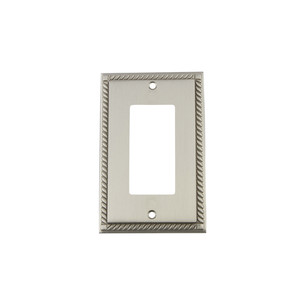 Nostalgic Warehouse ROPSWPLTR1 Rope Switch Plate with Single Rocker in Satin Nickel