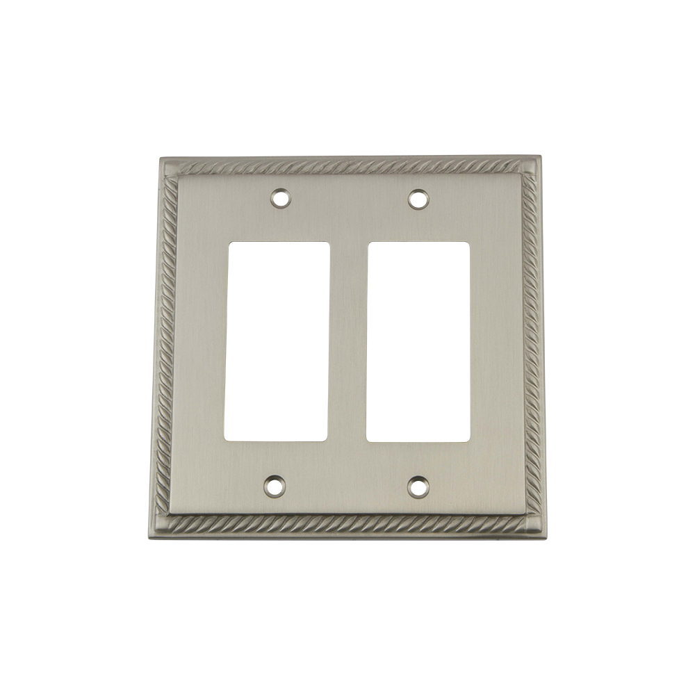 Nostalgic Warehouse ROPSWPLTR2 Rope Switch Plate with Double Rocker in Satin Nickel