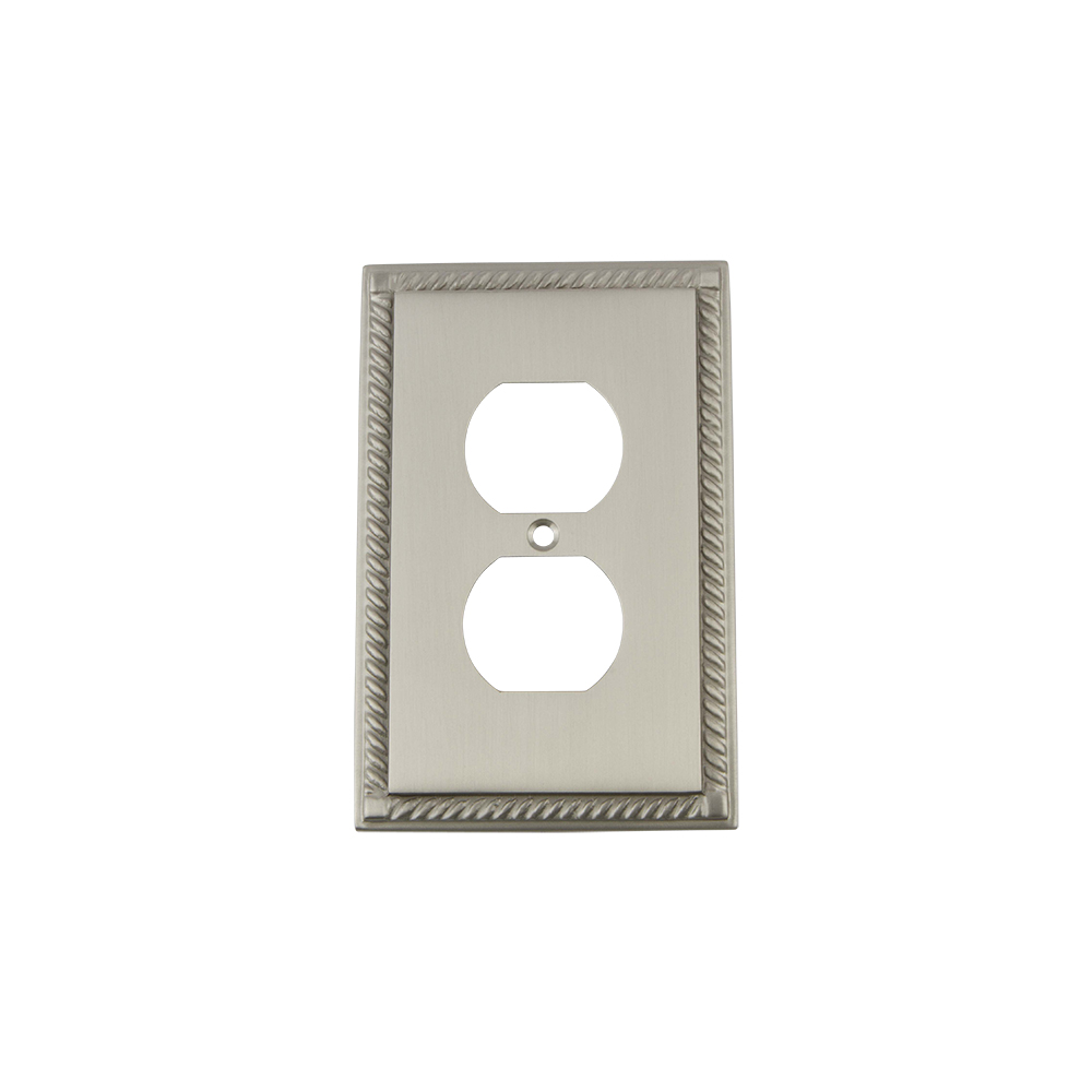 Nostalgic Warehouse ROPSWPLTD Rope Switch Plate with Outlet in Satin Nickel