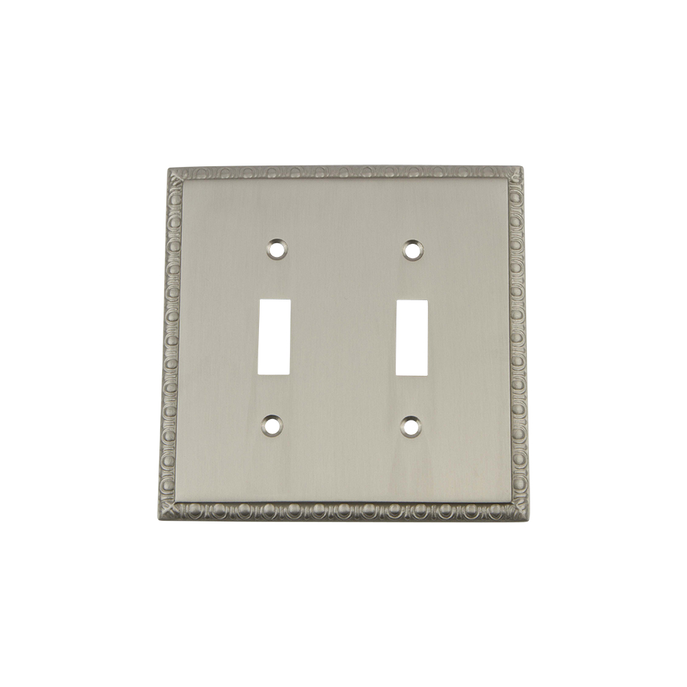 Nostalgic Warehouse EADSWPLTT2 Egg & Dart Switch Plate with Double Toggle in Satin Nickel