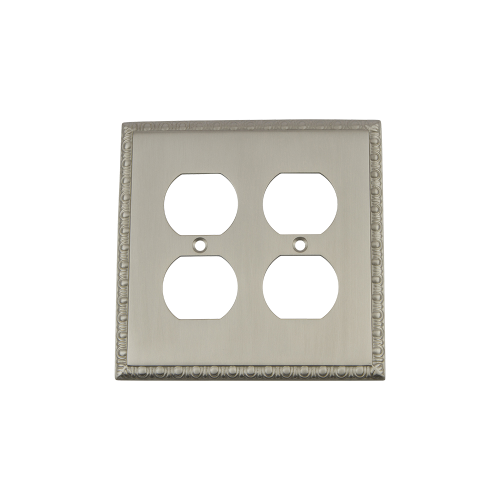 Nostalgic Warehouse EADSWPLTD2 Egg & Dart Switch Plate with Double Outlet in Satin Nickel