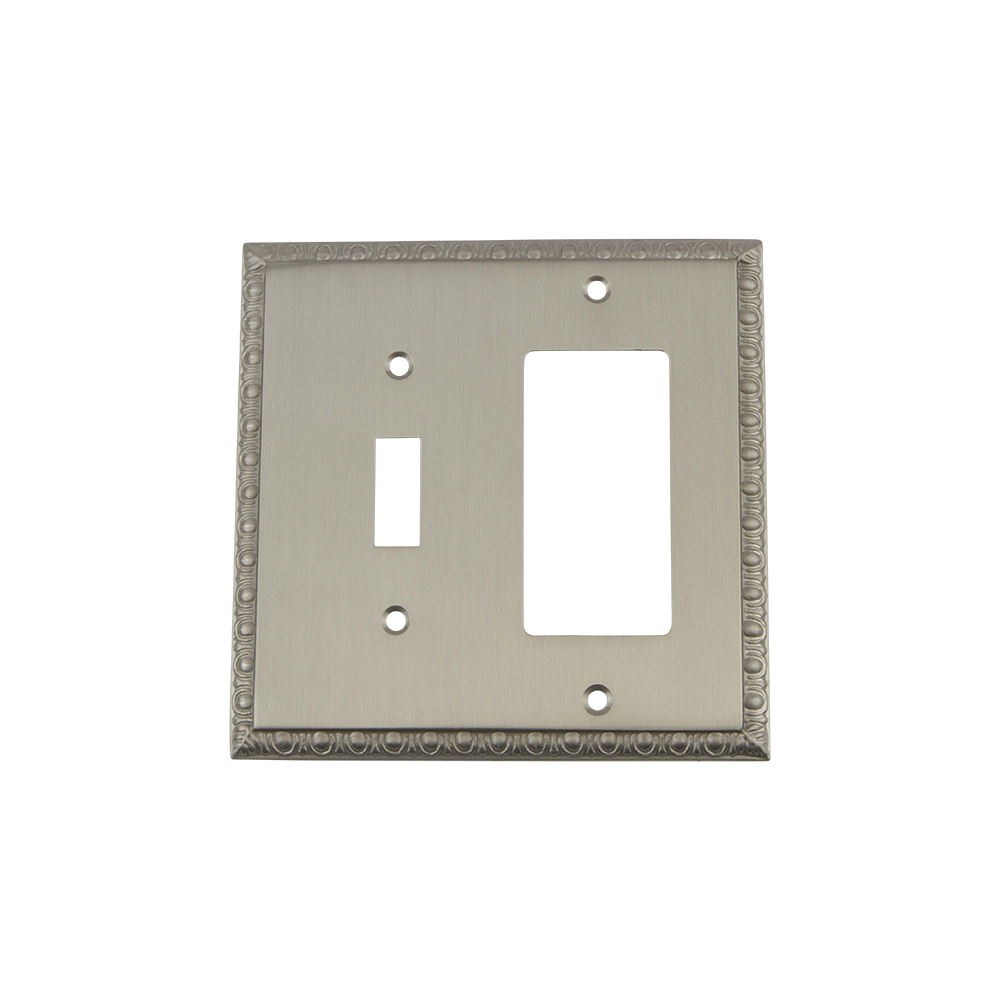 Nostalgic Warehouse EADSWPLTTR Egg & Dart Switch Plate with Toggle and Rocker in Satin Nickel