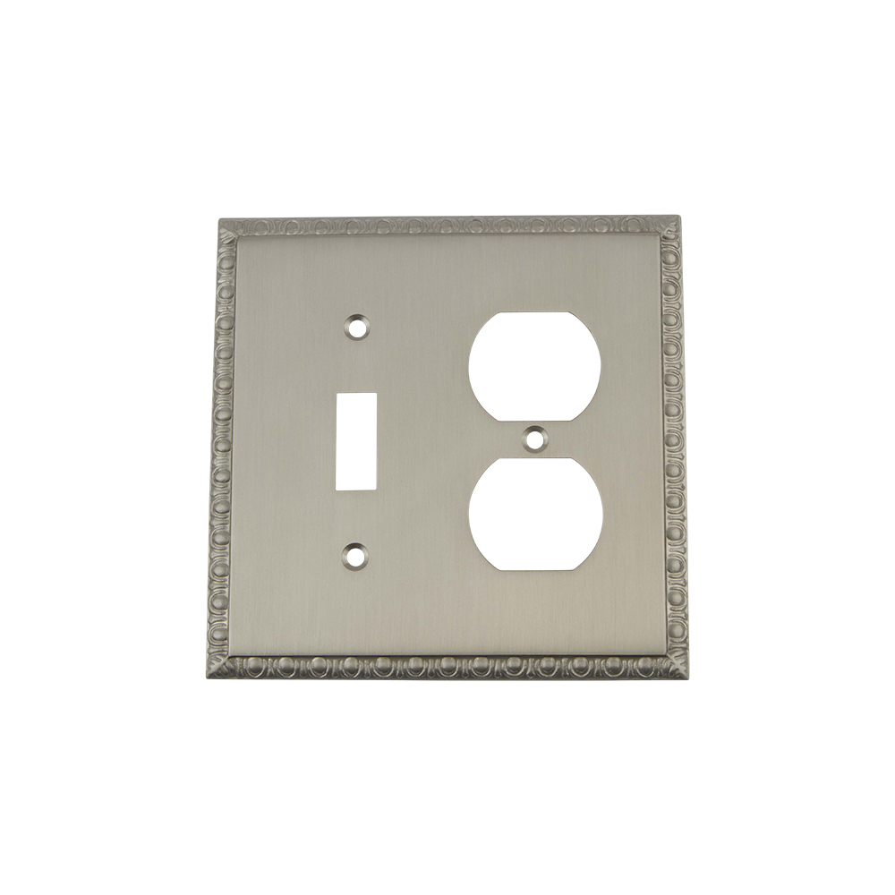 Nostalgic Warehouse EADSWPLTTD Egg & Dart Switch Plate with Toggle and Outlet in Satin Nickel