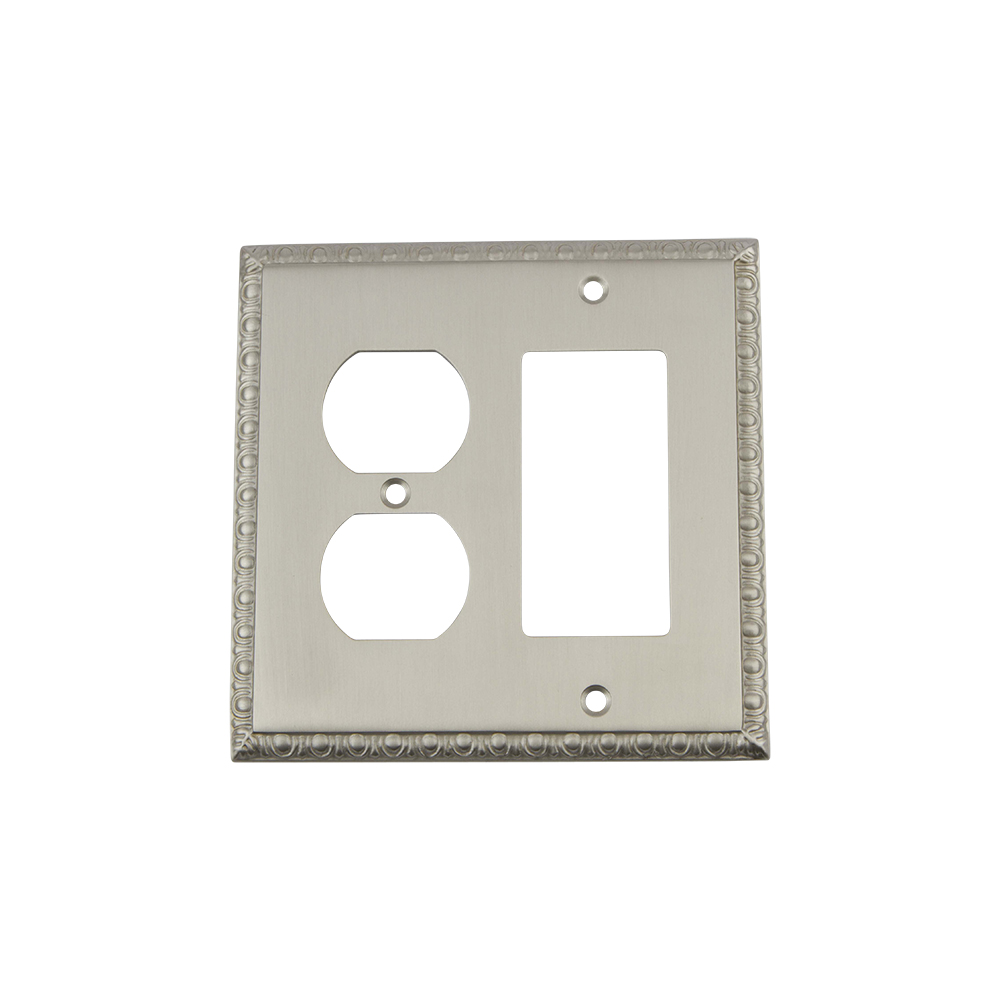 Nostalgic Warehouse EADSWPLTRD Egg & Dart Switch Plate with Rocker and Outlet in Satin Nickel