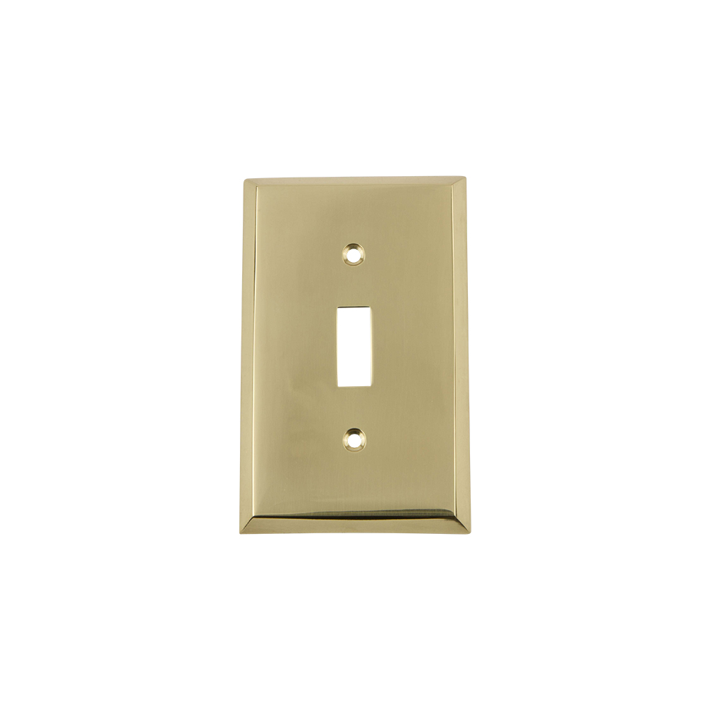 Nostalgic Warehouse NYKSWPLTT1 New York Switch Plate with Single Toggle in Unlacquered Brass