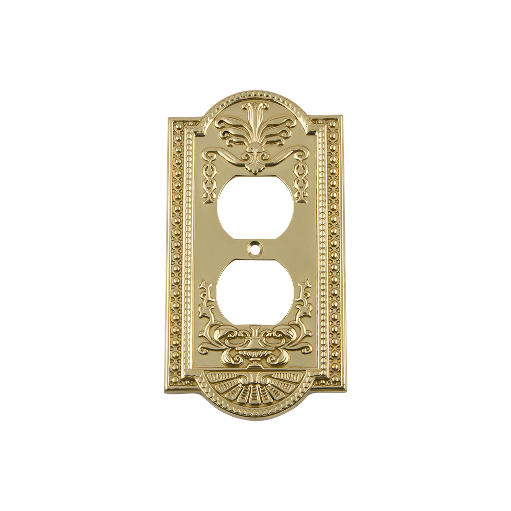 Nostalgic Warehouse MEASWPLTD Meadows Switch Plate with Outlet in Unlacquered Brass