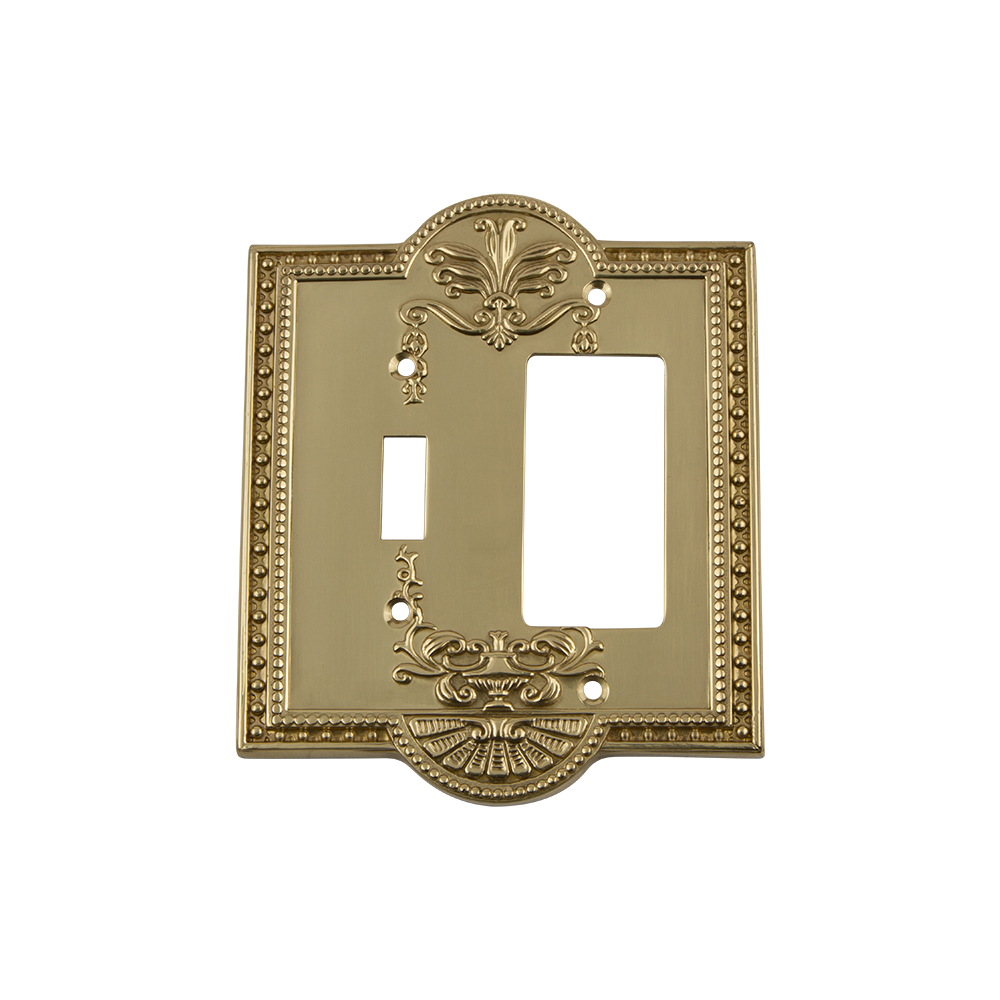 Nostalgic Warehouse MEASWPLTTR Meadows Switch Plate with Toggle and Rocker in Unlacquered Brass