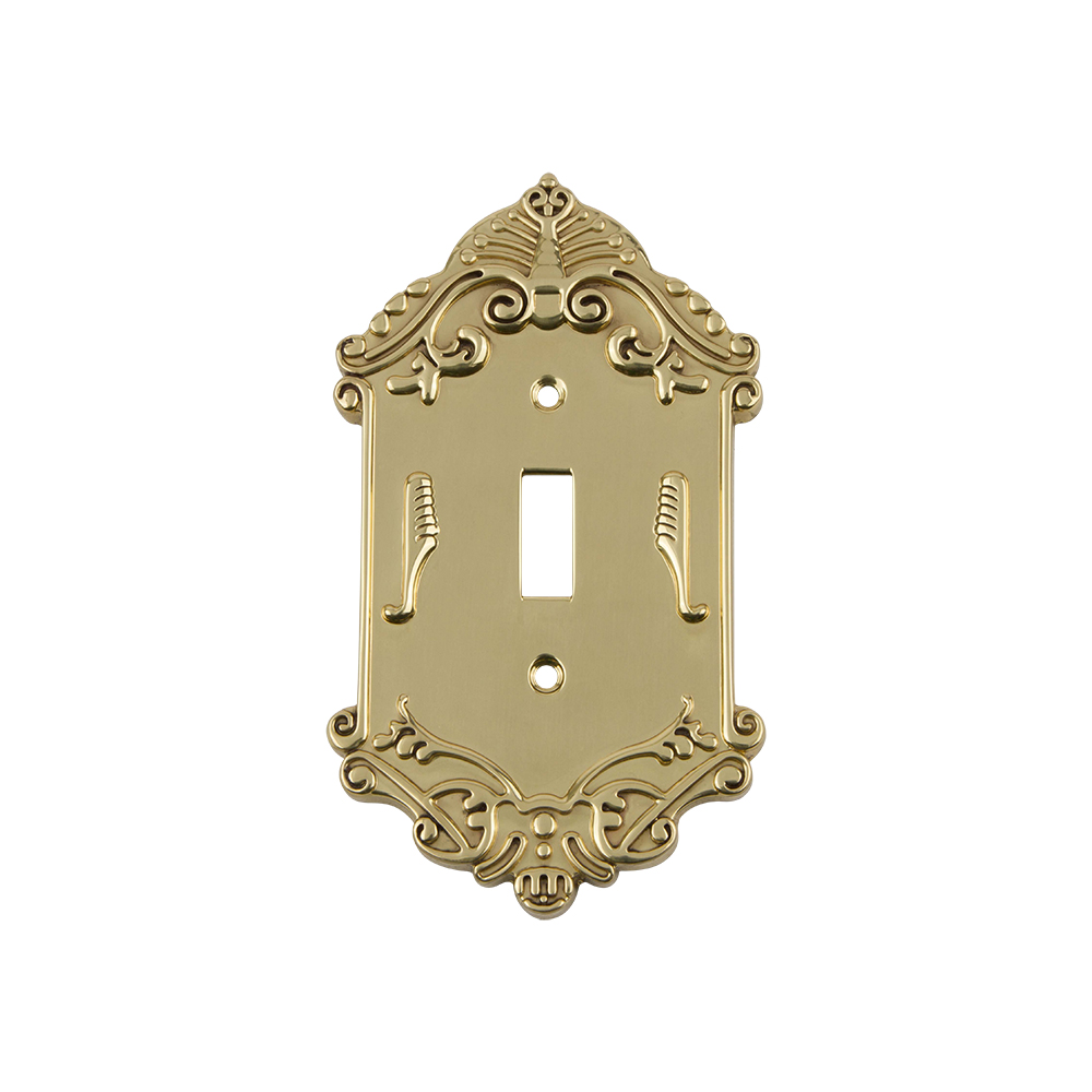 Nostalgic Warehouse VICSWPLTT1 Victorian Switch Plate with Single Toggle in Unlacquered Brass