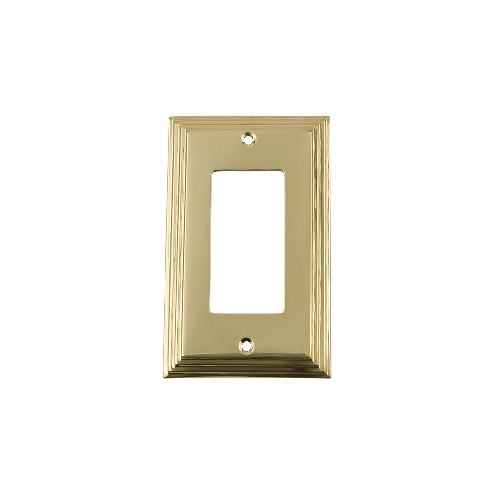 Nostalgic Warehouse DECSWPLTR1 Deco Switch Plate with Single Rocker in Unlacquered Brass
